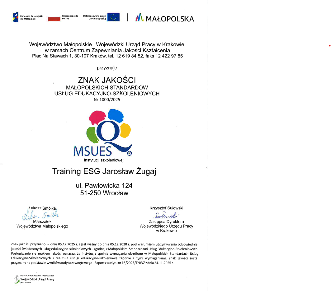 Tysiąc znaków jakości – ważny moment dla MSUES i rynku szkoleń w Małopolsce